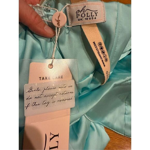 NWT Oh Polly Yuki Ruched Cutout Mini Dress Aqua UK 10/US 6 - Picture 17 of 17